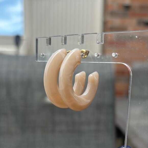 Chic Beige Hoop Earrings - Picture 1 of 8